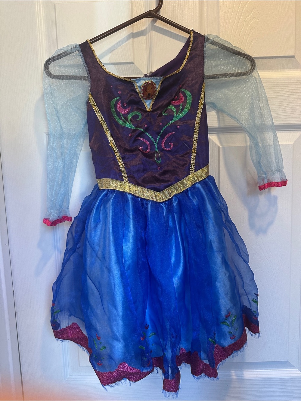 Frozen 1 Anna' Blue & Purple Princess Costume Dress with Gold Trim